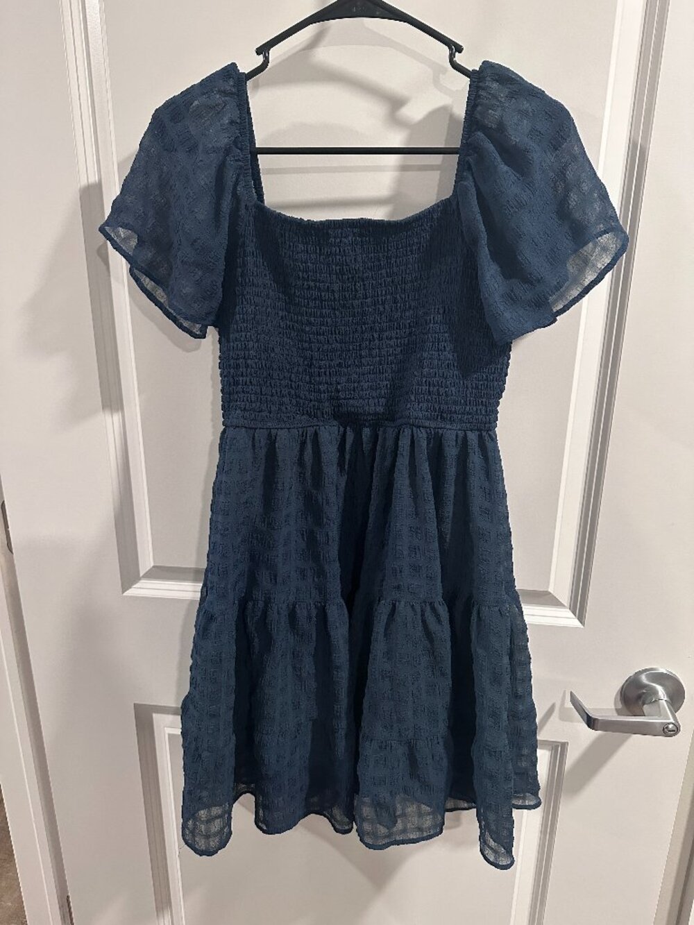 Dark Blue Ruffle Chiffon Dress